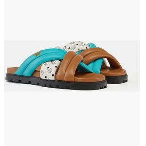 MCM Women's Brown and Turquoise Sandals